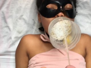 Stepdaughter drinking her_golden juice (piss /_urine)
