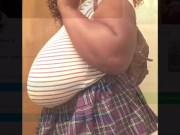 Preview 5 of Huge boob Ebony BBW school girl Tease