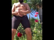 Preview 3 of In The Roses: Outdoor PISS, ball PUNCHES, Jerk and CUMSHOT