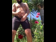 Preview 4 of In The Roses: Outdoor PISS, ball PUNCHES, Jerk and CUMSHOT