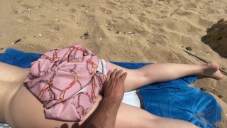 Public Beach Massage ends with Rough Fuck n` Cumshot