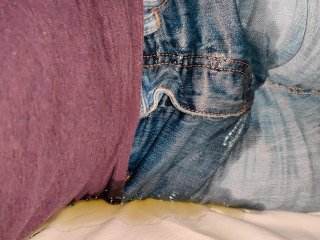 Bedwetting In Jeans Shorts (Huge Puddle Of Pee)