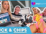 Dutch Porn: He Fucks, She Eats Chips (Dutch Porn)! SEXYBUURVROUW