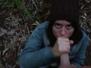 Making him cum a lot in a forest at_night