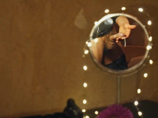 Round Mirror - very Spontaneous Idea to Film Hard Cock with Cumshot in the round Mirror.