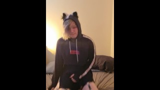 Femboy plays with himself