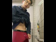 Preview 4 of Hot Japanese Schoolboy Masturbation Cumshot Public Toilet Uncensored Amateur