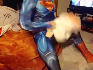 Superman finds a Stuffed Unicorn. Real Male Orgasm
