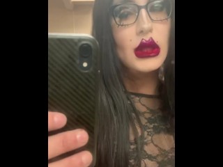 Nasty Crossdresser teases cock and ass – sissy cd tgirl jerks dick butt plug