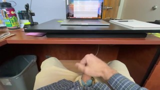 Stroking my cock in the office- Hope someone sees