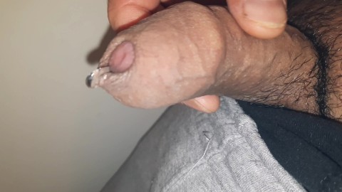 Jerking my uncircumcised cock to a thick and hard cumshot explosion, small hard penis masturbation