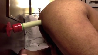 Doggy style with a suction mounted dildo