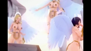 Kruisende lust deel 2 - Hentai Angel Kassandra en Ahri Blowjob!!