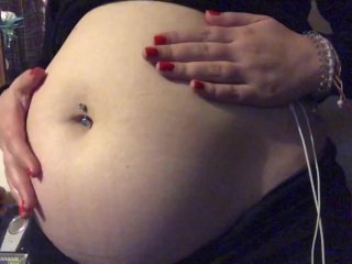 belly play, solo female, milf, digestion