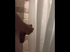 Horny college boy playing with his dick in the shower
