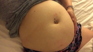 Gurgles Of A Swollen Belly Girl With A Bloated Belly