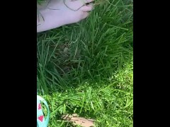 Cute feet playing in the grass