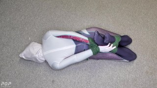 Spider-Gwen's First Attempt At A Cosplay Bondage Escape Practice #1