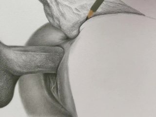 Doggy Fucked and Ass Fingered PENCIL ARTPORN