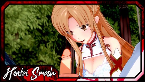 Asuna swallows Kirito's load before riding his face - Sword Art Online Hentai