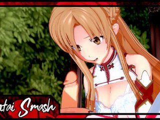 asuna, red head, anime, cum in mouth