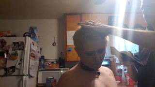 Baldbabey corte de cabelo em lingerie 