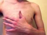 Japanese man playing with nipples while exposing his lit body after shower [# 83]