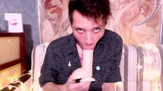 Sucking huge dildo deepthroat during stream. I can do this all day long :)