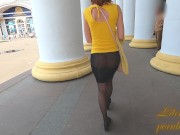 Preview 1 of My new all transparent skirt and stockings in public