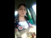 Preview 1 of Public ParkingingLot smoking flashing&Masturbating!Publicsmoking Flashing giant DDs pussy fingering