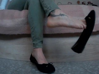 Dangling my Black Flats for your Eyes !! Enjoy It!!