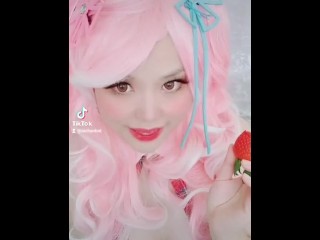 Japanese Animegirl Eating Strawberry Cosplay