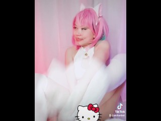 Catgirl Cosplay Cat Roze Haar Likken