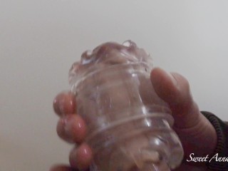 Close up quickshot Fleshlight on fat cock