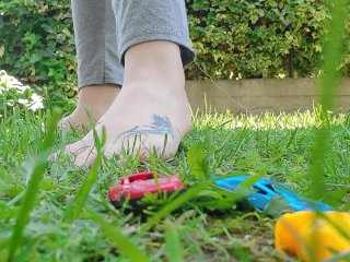Giantess with Big Sweaty Feet_Crushes Toy Cars_and Smashes Them All