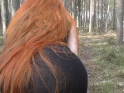 Preview 2 of Redhead girl with long hair walking in the park