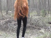 Preview 4 of Redhead girl with long hair walking in the park