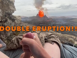 ERUPÇÃO DUPLA !! Bater Punheta Enquanto Assiste a Um Vulcão Na Islândia Em Erupção