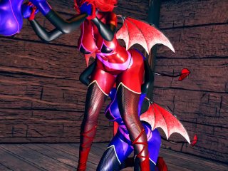 Red VS Blue Succubus lesbian Foursome