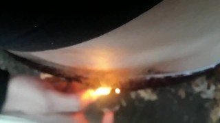 Jerking With Fire To Burn Pubes Off