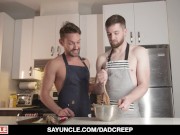Preview 4 of Dad Creep - Stepfather shows gay stepson how to make cookies and eat ass - SayUncle