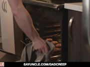 Preview 6 of Dad Creep - Stepfather shows gay stepson how to make cookies and eat ass - SayUncle