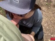 Preview 2 of Little Jogger hiker moaning while fucked in public park, blows until cum in her mouth