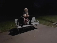 I leave my clothes behind and ride a fat dildo at a train station park and road