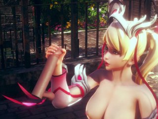 hentai cosplay, overwatch mercy, 3d hentai, cumshot