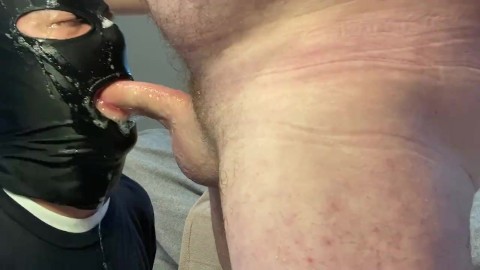 Straight alpha feeding his personal fag a fat nut