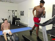 Preview 1 of Buff Gym Stud Kylan Gets Fucked on the Treadmill by Hot Gay Stud Colby Chambers RAW