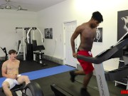 Preview 3 of Buff Gym Stud Kylan Gets Fucked on the Treadmill by Hot Gay Stud Colby Chambers RAW