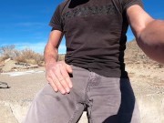 Preview 1 of Public cum rubbing my cock inside grey jeans