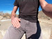 Preview 3 of Public cum rubbing my cock inside grey jeans